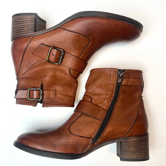 Paul Green Wyatt Leather Booties Ankle Boots Cognac Brown Size 5 - Picture 6 of 10